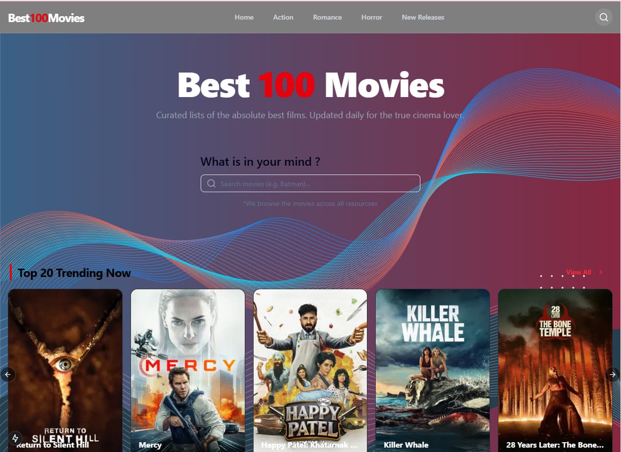 Best100Movies - Dynamic Media Hub — live product screenshot